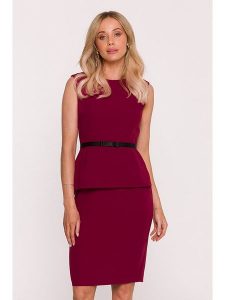 Stylove Sukienka w kolorze bordowym rozmiar: M. Czerwone sukienki Stylove, m, bez wzorów, z tkaniny, bez kołnierzyka, bez ramiączek, mini. Za 279,99 zł.