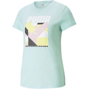 T-shirt z krótkim rękawem damski Puma INTL GRAPHIC. Niebieskie t-shirty Puma, s, bez wzorów, bez kołnierzyka, bez ramiączek. W wyprzedaży za 85,15 zł.