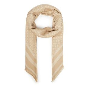 Chusta Tommy Hilfiger. Brązowe apaszki i chusty TOMMY HILFIGER, bez wzorów. Za 299,99 zł.