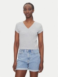 Calvin Klein Jeans T-Shirt LV047C910G Szary Regular Fit. Szare t-shirty Calvin Klein Jeans, xxl, bez wzorów, z bawełny, bez kołnierzyka, bez ramiączek. Za 119,99 zł.