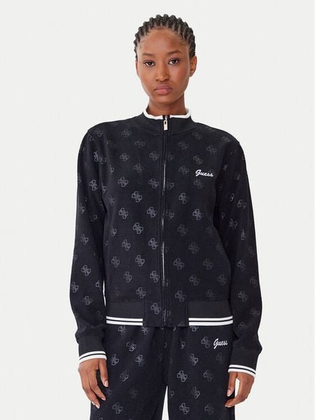 Guess Bluza V5BQ01 K1902 Czarny Regular Fit. Czarne bluzy Guess, xl, z aplikacjami, z syntetyku, bez kaptura. Za 339,99 zł.