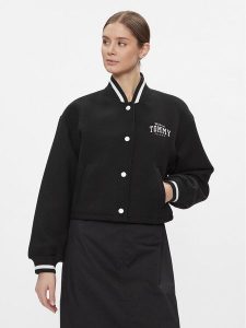 Tommy Jeans Kurtka bomber Varsity DW0DW17236 Czarny Relaxed Fit. Czarne kurtki Tommy Jeans, m, bez wzorów, z jeansu, bez kaptura. Za 589,99 zł.