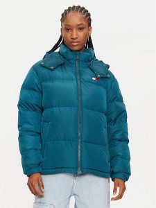 Tommy Jeans Kurtka puchowa Alaska DW0DW18610 Zielony Regular Fit. Zielone kurtki Tommy Jeans, l, bez wzorów, z jeansu, bez kaptura. Za 599,99 zł.