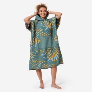 Ponczo plażowe Decathlon 500 Leaf. Brązowe szlafroki DECATHLON, m, bez wzorów, z bawełny, z kapturem. Za 149,99 zł.