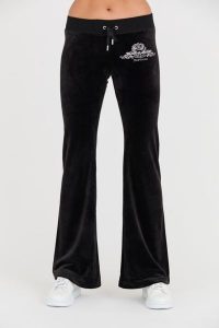 JUICY COUTURE Czarne damskie spodnie Arched Metallic Layla, Rozmiar L. Czarne spodnie dresowe Juicy Couture, l, bez wzorów, z dresówki. W wyprzedaży za 349,99 zł.