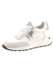 Heine Skórzane sneakersy w kolorze srebrno-szaro-białym rozmiar: 39. Białe trampki Heine, bez wzorów, bez zapięcia. Za 139,95 zł.