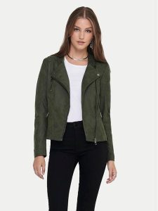 ONLY Kurtka z imitacji skóry Ava 15102997 Zielony Regular Fit. Zielone kurtki ONLY, bez wzorów, ze skóry, bez kaptura. Za 169,99 zł.