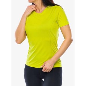 Koszulka termoaktywna damska Montane Dart Lite T-Shirt. Żółte koszulki sportowe Montane, bez wzorów, bez ramiączek. Za 150,99 zł.