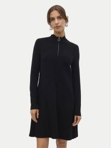 Vero Moda Sukienka dzianinowa Nancy 10309303 Czarny Loose Fit. Czarne kombinezony Vero Moda, s, bez wzorów, z dzianiny, bez kołnierzyka, bez ramiączek. Za 109,99 zł.