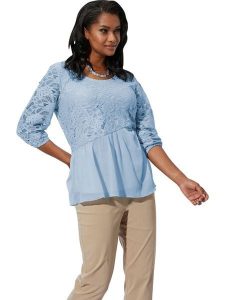 WITT WEIDEN Bluzka w kolorze błękitnym rozmiar: 42. Niebieskie bluzki WITT WEIDEN, bez wzorów, z koronki, bez kołnierzyka, bez ramiączek. Za 60,99 zł.