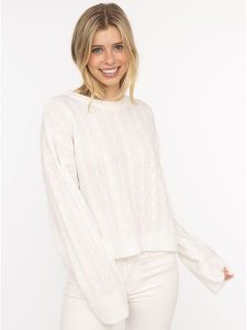 Zwillingsherz Sweter w kolorze kremowym rozmiar: M. Brązowe swetry oversize Zwillingsherz, m, bez wzorów, ze splotem, bez ramiączek. Za 233,33 zł.