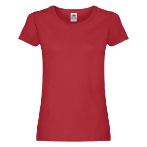 Oryginalna Bawełniana Koszulka Dla Kobiet. Czerwone bluzki FRUIT OF THE LOOM, xl, bez wzorów, z bawełny, sportowe, bez kołnierzyka, bez ramiączek. Za 32,99 zł.