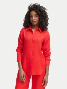 Tommy Hilfiger Koszula WW0WW44679 Czerwony Regular Fit. Czerwone koszule TOMMY HILFIGER, bez wzorów, ze lnu, bez kołnierzyka, bez ramiączek. Za 489,99 zł.