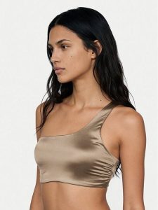 Calvin Klein Swimwear Góra od bikini LV00Q61114 Brązowy. Brązowe bikini Calvin Klein Swimwear, bez wzorów, z syntetyku. Za 269,99 zł.