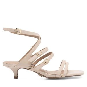 Sandały GINO ROSSI. Brązowe sandały Gino Rossi, bez wzorów, bez obcasa, na słupku, bez zapięcia. Za 329,99 zł.