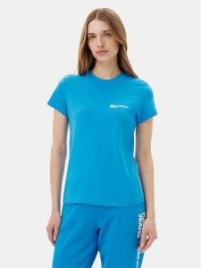 Karl Lagerfeld Jeans T-Shirt A1W17004 Niebieski Slim Fit. Niebieskie t-shirty Karl Lagerfeld Jeans, l, bez wzorów, z bawełny, bez kołnierzyka, bez ramiączek. Za 129,99 zł.