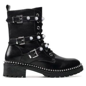 Trapery DeeZee. Czarne buty zimowe DeeZee, bez obcasa, bez zapięcia. Za 159,99 zł.