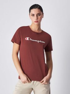 Champion Koszulka w kolorze brązowym rozmiar: M. Brązowe bluzki Champion, m, bez wzorów, z bawełny, bez kołnierzyka, bez ramiączek. Za 43,88 zł.