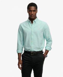 Superdry Koszula Preppy Oxford z Długim Rękawem z Bawełny Organicznej. Zielone koszule Superdry, s, bez wzorów, z bawełny, bez kołnierzyka, bez ramiączek. Za 229,00 zł.