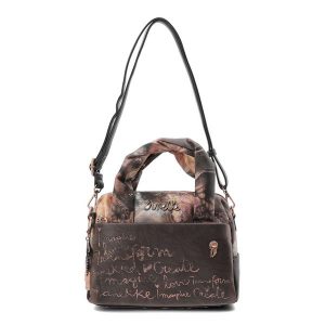 Brązowa Torebka Anekke Elegancki Kuferek Damski. Brązowe kuferki Anekke, z aplikacjami, na ramię, z nadrukiem, bez dodatków. Za 389,00 zł.