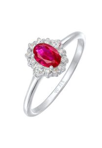 Elli Damski koktajlowy owalny Elegancki z syntetycznym Rubinemem i cyrkonią w srebrze 925 Sterling Silver Pierścionki 1 ct. Szare pierścionki Elli, z cyrkonią, srebrne. Za 241,39 zł.