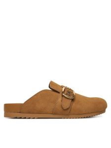 Guess Klapki FLPGAL ESU06 Brązowy. Brązowe klapki Guess, z aplikacjami, z materiału, bez obcasa. Za 341,99 zł.