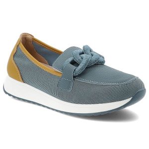 Niebieskie Półbuty S.Barski Modne Obuwie Damskie. Niebieskie półbuty S.BARSKI, z aplikacjami, z materiału, bez obcasa, bez zapięcia. Za 239,00 zł.
