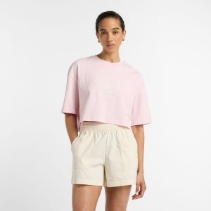 Koszulka damska New Balance WT51935RSG – różowa. Czerwone bluzki New Balance, xl, bez wzorów, z bawełny, bez kołnierzyka, bez ramiączek. Za 129,99 zł.