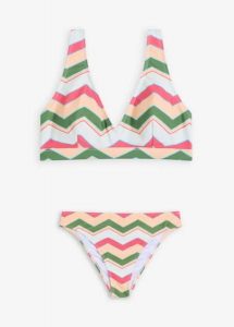 Bikini bustier (2 części) z dekoltem w serek. Zielone bikini bonprix, bez wzorów. Za 117,99 zł.