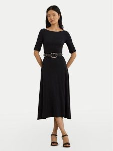 LAUREN RALPH LAUREN Sukienka codzienna 200973599001 Czarny Slim Fit. Czarne sukienki Lauren Ralph Lauren, na co dzień, s, bez wzorów, z bawełny, bez kołnierzyka, bez ramiączek, proste. Za 539,99 zł.