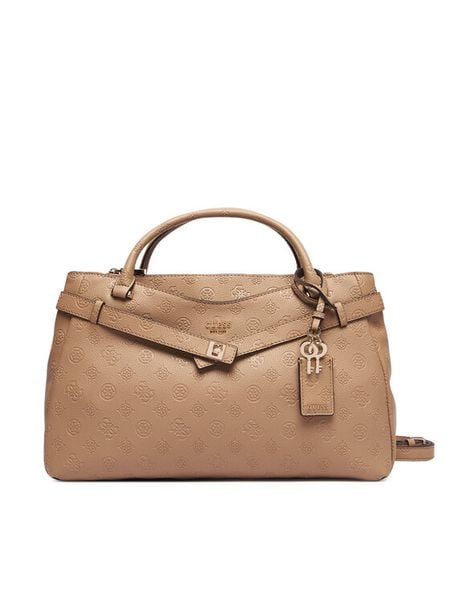 Guess Torebka Ella Logo HWPD97 46060 Beżowy ciemny. Brązowe torebki klasyczne Guess, z aplikacjami, ze skóry, bez dodatków. Za 634,99 zł.