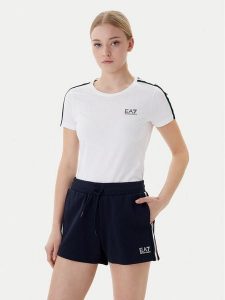 EA7 Emporio Armani T-Shirt 7W001220 AF12503 U0002 Biały Regular Fit. Białe t-shirty EA7 Emporio Armani, m, bez wzorów, z bawełny, bez kołnierzyka, bez ramiączek. Za 259,99 zł.