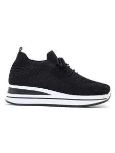 Sixth Sens Sneakersy w kolorze czarnym na koturnie rozmiar: 38. Czarne trampki Sixth Sens, bez wzorów, z materiału, bez zapięcia. Za 96,60 zł.