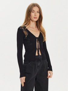 TWINSET Kardigan 242TP3193 Czarny Slim Fit. Czarne kardigany Twinset, z syntetyku. Za 489,99 zł.