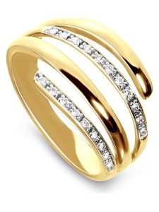 DIA DIAMONDS Pozłacany pierścionek z diamentami rozmiar: 58. Żółte pierścionki DIA DIAMONDS, z diamentem, pozłacane. Za 377,74 zł.