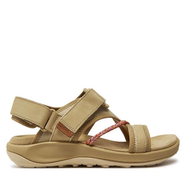 Sandały Merrell. Brązowe sandały Merrell, bez wzorów, bez obcasa, na płaskiej podeszwie, bez zapięcia. Za 399,99 zł.