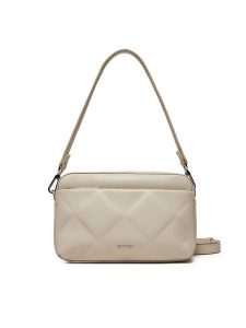 Calvin Klein Torebka Diamond Quilt Camera Bag W/Pkt K60K612907 Beżowy. Brązowe listonoszki Calvin Klein, bez wzorów, ze skóry, bez dodatków. Za 279,99 zł.