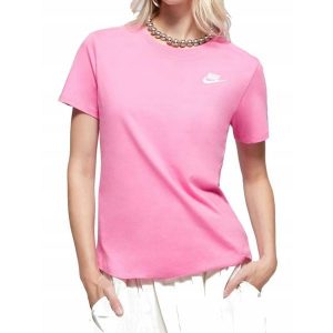 Koszulka Damska Nike Różowa Bawełniana T-Shirt Sportowa. Czerwone koszulki sportowe Nike, bez wzorów, z bawełny, bez ramiączek. Za 116,00 zł.