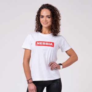 Koszulka fitness damska Nebbia Basic biała. Białe bluzki NEBBIA, s, bez wzorów, sportowe, bez kołnierzyka, bez ramiączek. Za 138,90 zł.