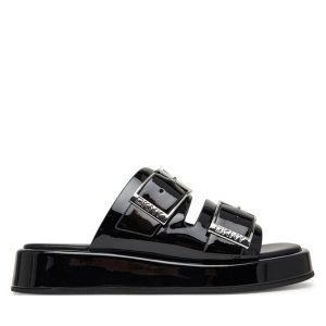 Klapki DKNY. Czarne klapki DKNY, bez wzorów, bez obcasa. Za 430,99 zł.