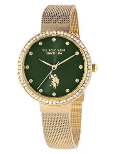 U.S. Polo Assn. Zegarek kwarcowy w kolorze złoto-ciemnozielonym rozmiar: onesize. Zielone, analogowe zegarki U.S. Polo Assn. Za 217,99 zł.