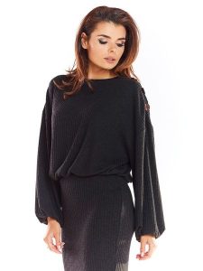 Awama Sweter w kolorze czarnym rozmiar: L/XL. Czarne swetry oversize Awama, l, bez wzorów, bez ramiączek. Za 61,46 zł.