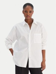 BOSS Koszula Saturday 50543800 Biały Oversize. Białe koszule Boss, bez wzorów, z bawełny, bez kołnierzyka, bez ramiączek. Za 484,99 zł.