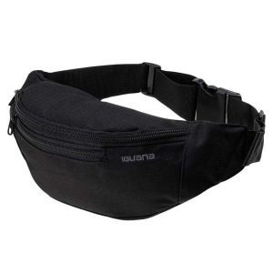 Saszetka Biodrowa Unisex Dla Dorosłych Z Logo Igebelt. Czarne nerki i saszetki IGUANA, bez wzorów. Za 64,99 zł.