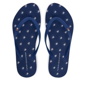 Japonki Tommy Hilfiger. Niebieskie klapki TOMMY HILFIGER, bez wzorów, bez obcasa. Za 209,99 zł.