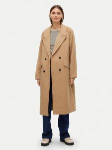 Vero Moda Płaszcz wełniany Harper 10320446 Beżowy Regular Fit. Brązowe płaszcze Vero Moda, na zimę, xs, bez wzorów, z syntetyku, bez kaptura. Za 359,99 zł.