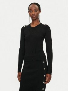 Pinko Sweter Costina 104020 A15S Czarny Slim Fit. Czarne swetry klasyczne Pinko, m, z syntetyku, bez kołnierzyka. Za 578,99 zł.