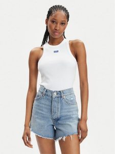 Hugo Top Easy 50508857 Biały Slim Fit. Białe topy Hugo, xl, bez wzorów, z bawełny, bez kołnierzyka, bez ramiączek. Za 119,99 zł.
