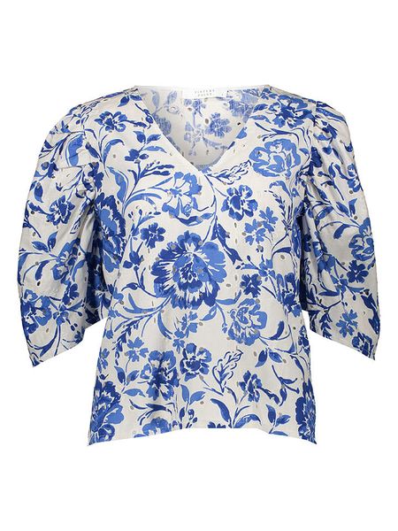 SisterS point Bluzka w kolorze kremowo-niebieskim rozmiar: XL. Niebieskie bluzki Sisters Point, xl, bez wzorów, z bawełny, bez kołnierzyka, bez ramiączek. Za 83,42 zł.