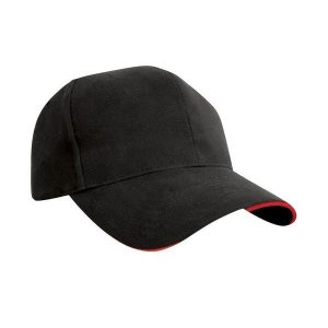 Czapka Z Daszkiem Sandwich Ze Szczotkowanej Bawełny. Brązowe czapki RESULT HEADWEAR, bez wzorów, z bawełny. Za 39,99 zł.